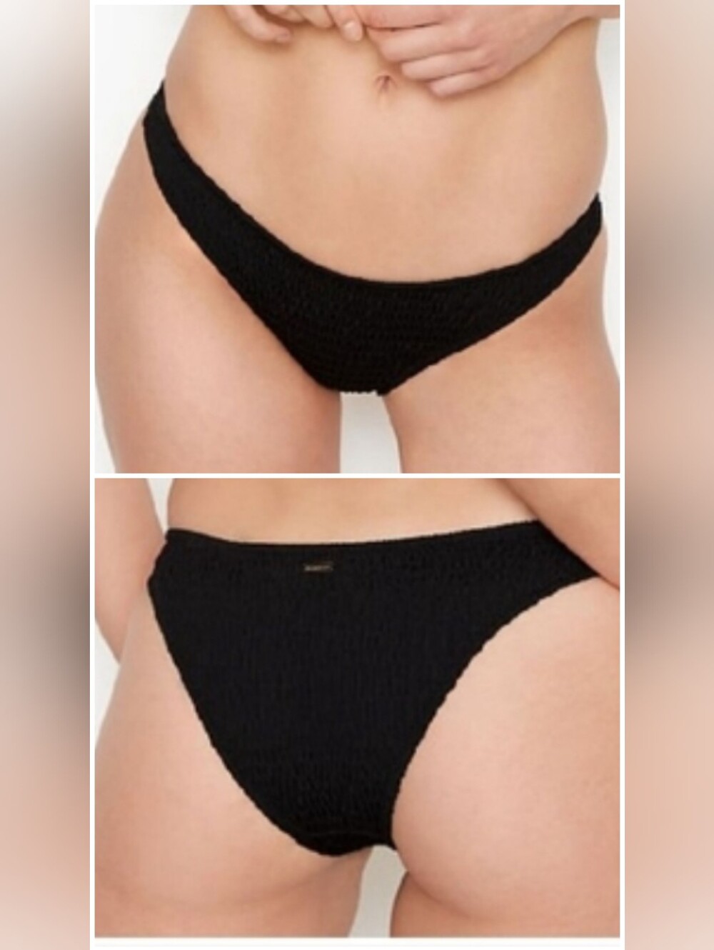 Victoria's secret very sexy smocked itsy swim bikini bottom BLACK LARGE